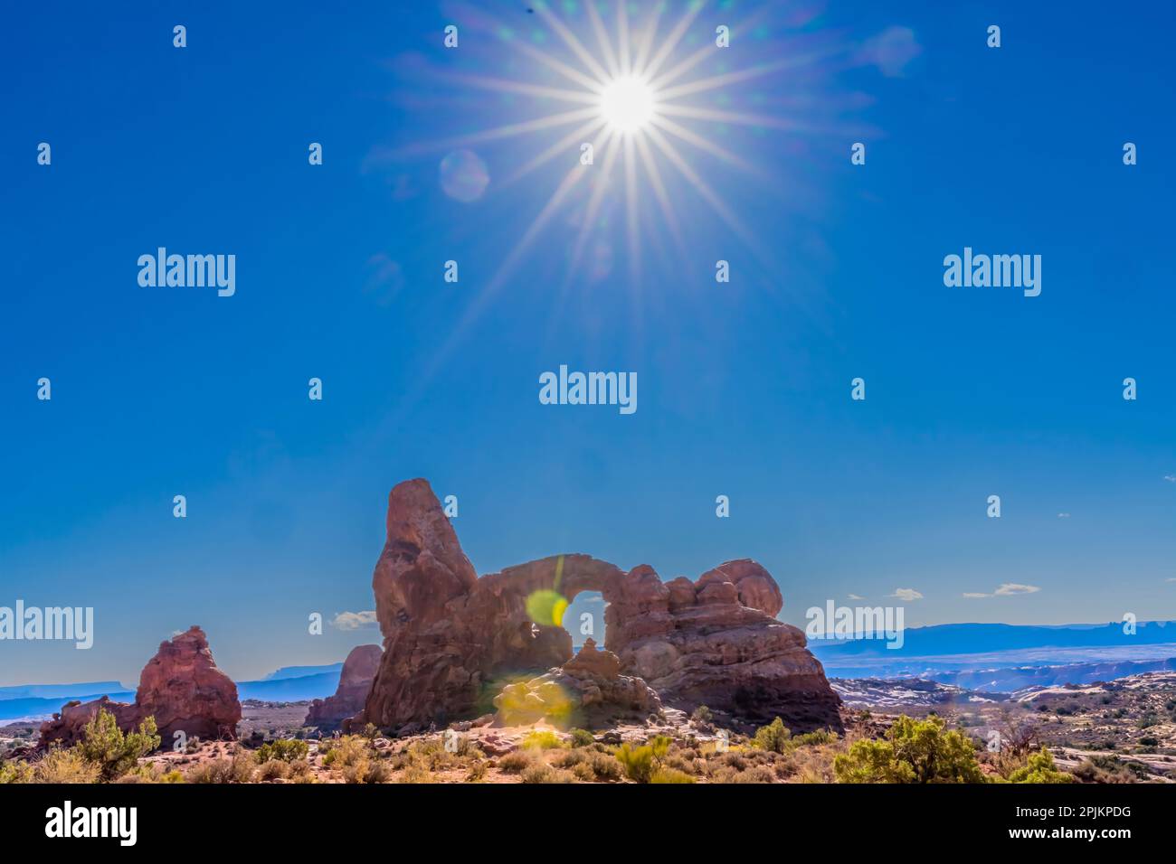Turret Arch, Windows Section, Arches National Park, Moab, Utah Stock