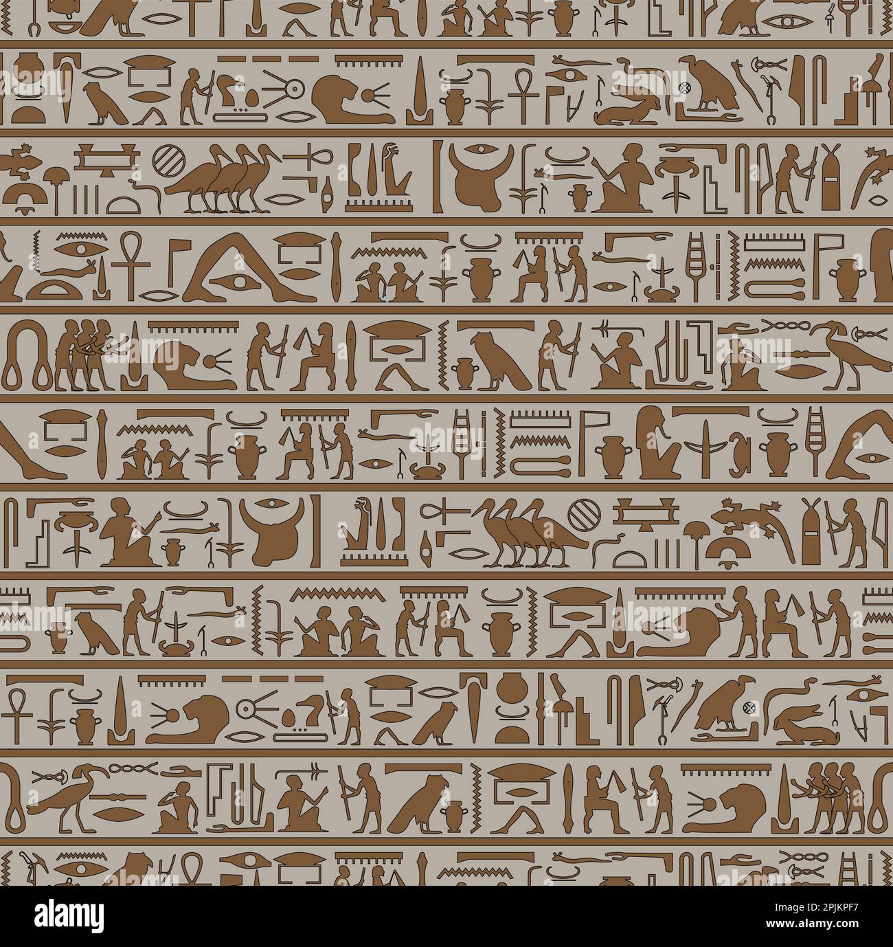 Ancient Egyptian pyramid wall art seamless pattern vector illustration Stock Vector