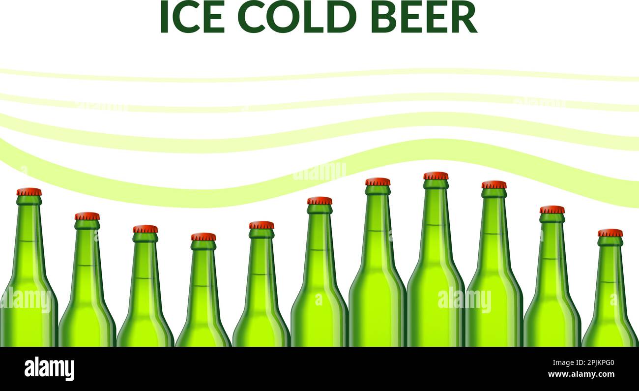 Some beer bottles moving like waves. Design concept for beer or pub advertisement. Can be placed on advertisement board or banner Stock Vector