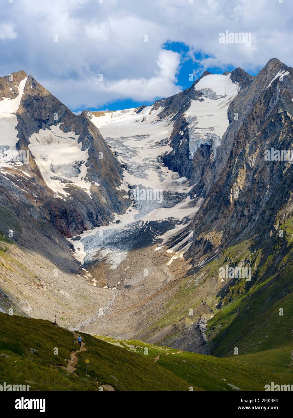 Valley Gaisbergtal, Mt. Hochfirst and Mt. Lieberkogel seen from Mt. Hohe Mut. Otztal Alps in the Naturepark Otztal. Europe, Austria, Tyrol Stock Photo