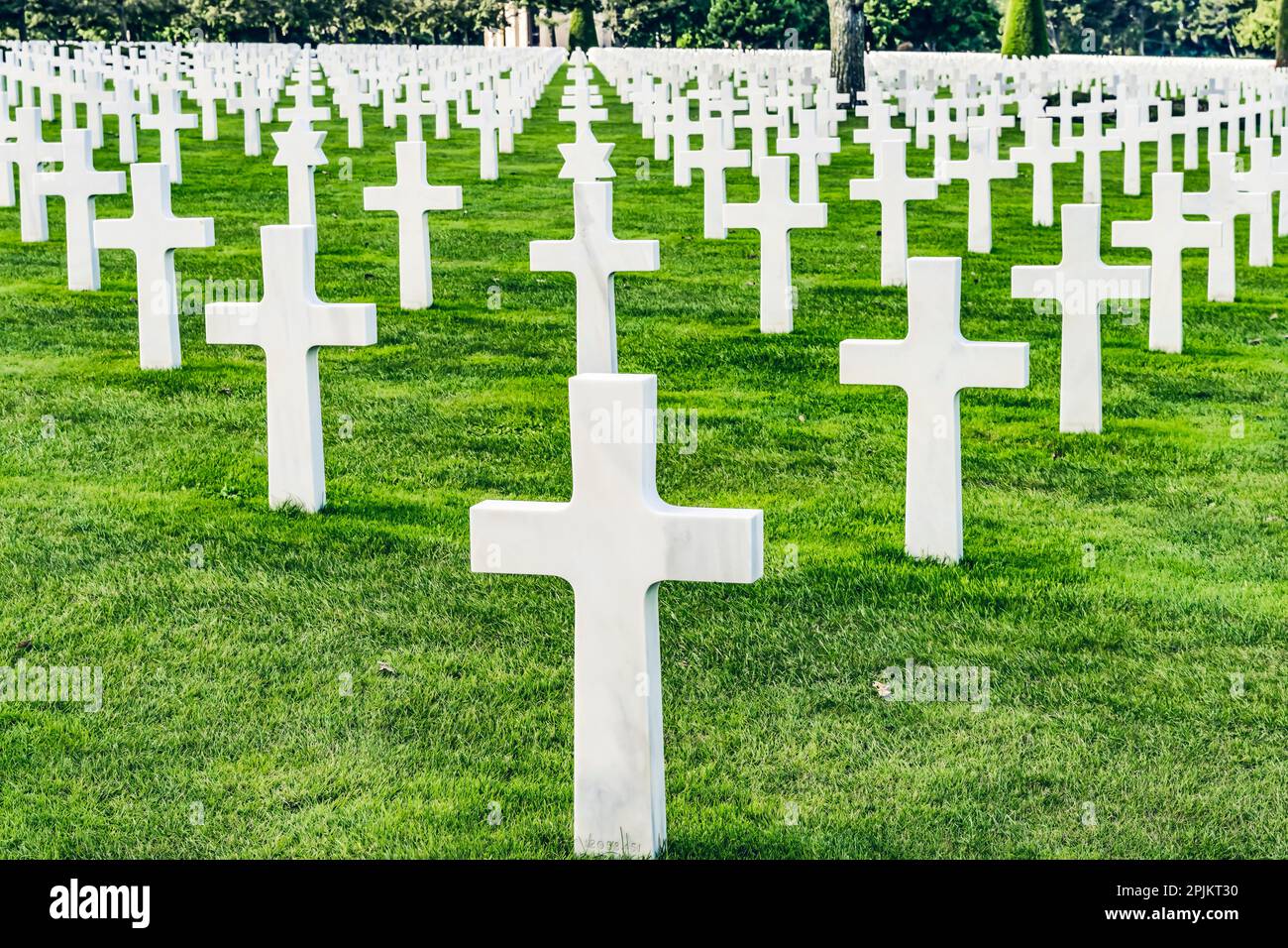 American Military Cemetery, Normandy, France. Graves of American soldiers killed in Normandy during World War 2 Stock Photo