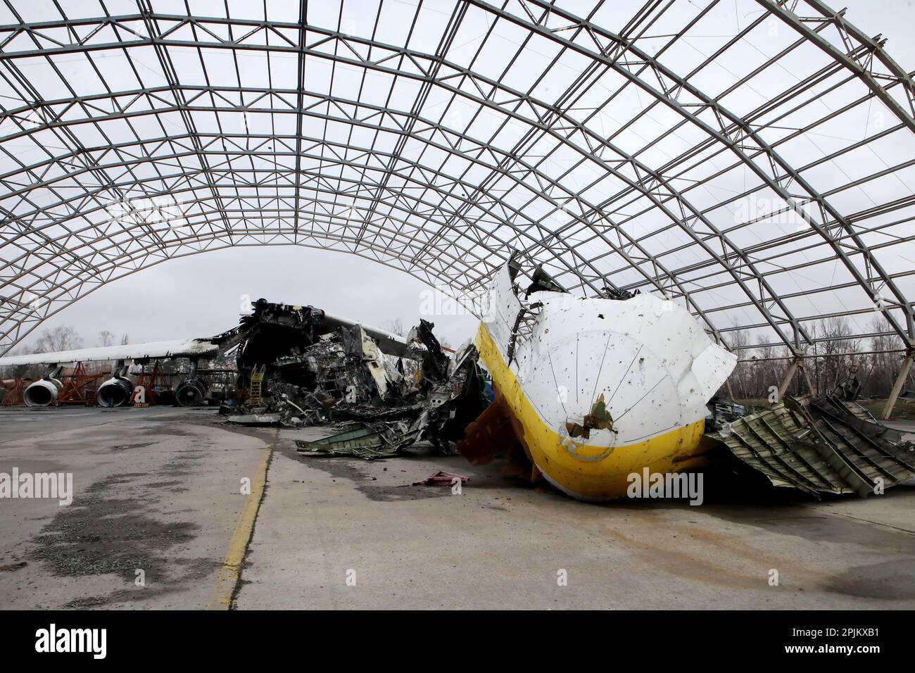 HOSTOMEL, UKRAINE APRIL 1, 2023 The Antonov An225 Mriya, the world