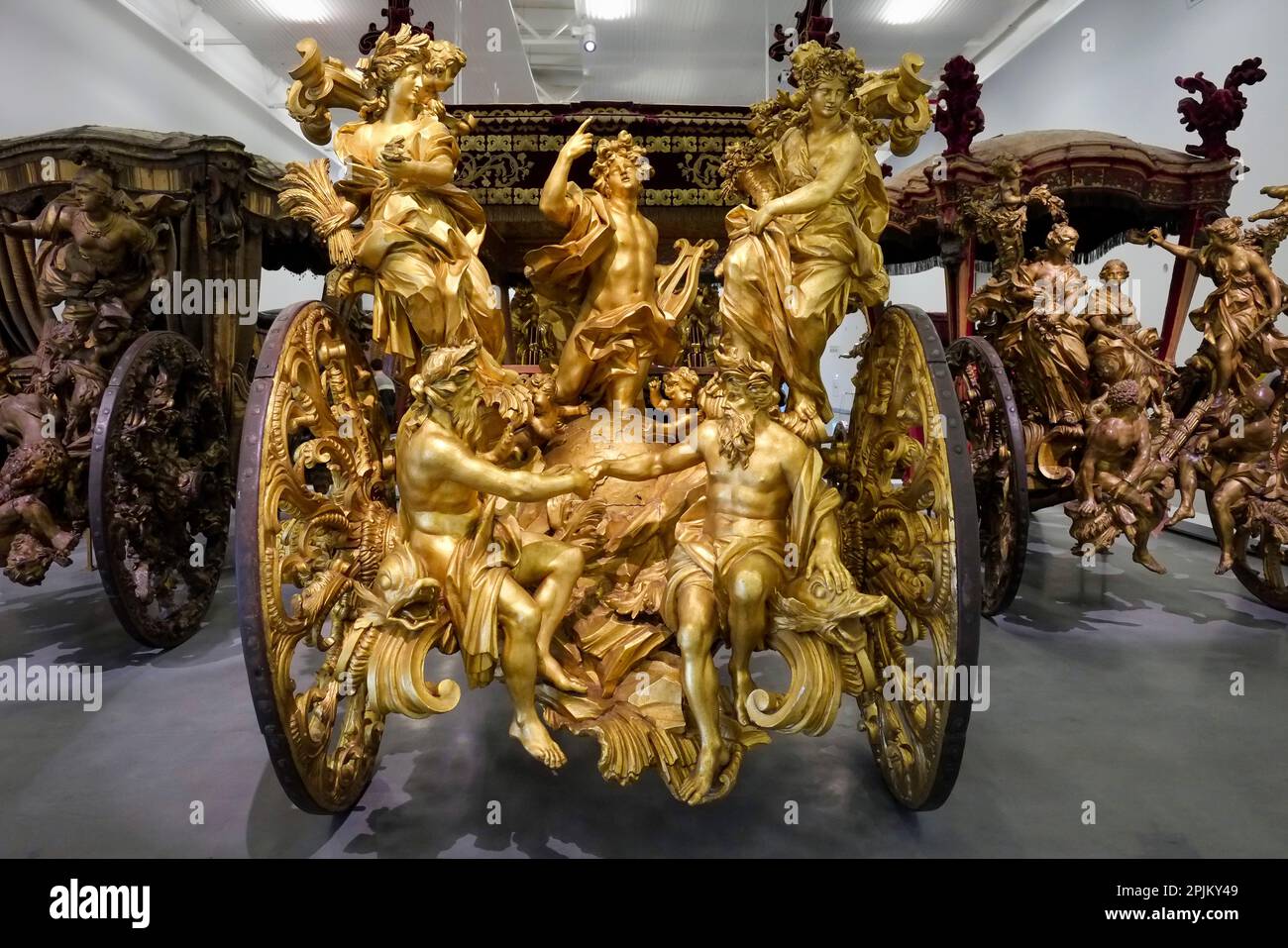 Lisbon, Portugal. Antique Royal coaches used by the monarchy in Lisbon ...