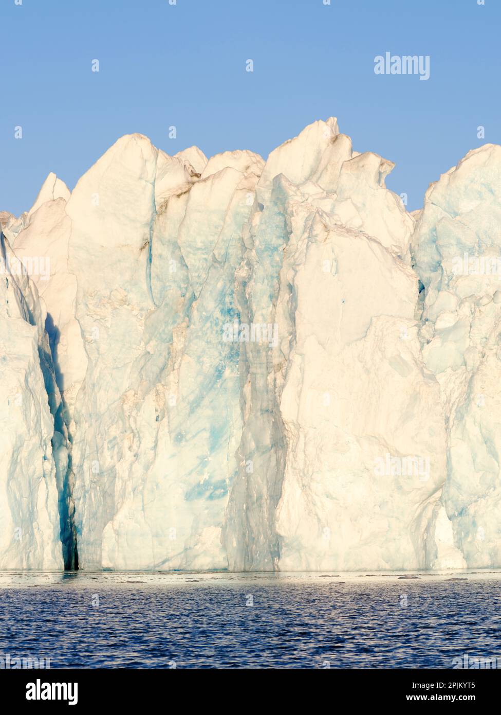 Knud Rasmussen Glacier (also called Apuseeq Glacier) in Sermiligaaq Fjord, Ammassalik, Danish Territory. Stock Photo