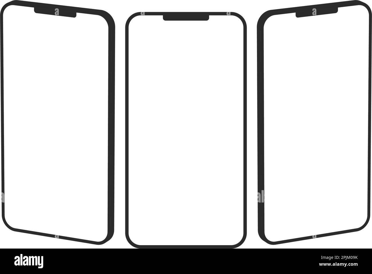 Three frameless cell phone templates on white background. Mobile phone Three frameless cell phone templates on white background. Mobile phone