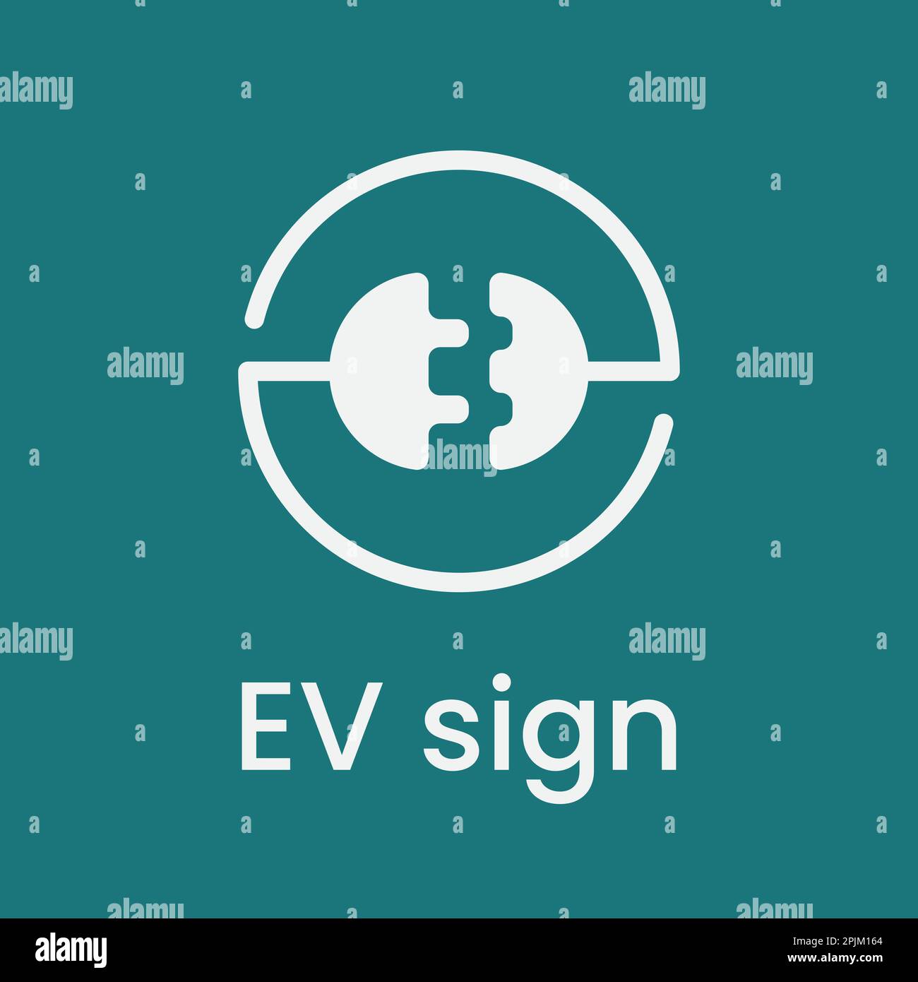 Electric vehicle logo. Plug and power socket connected together