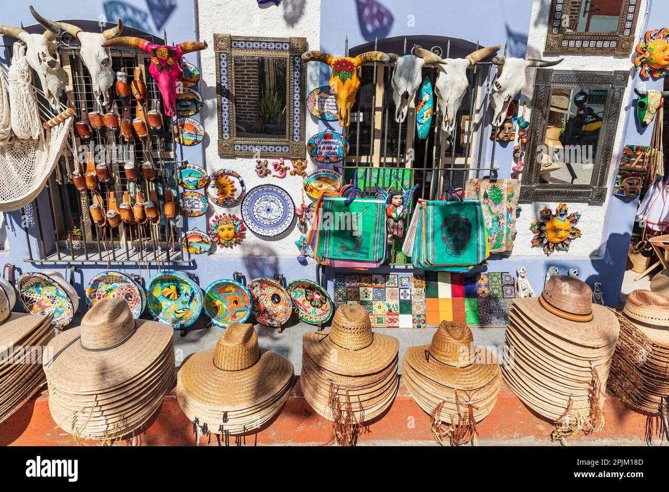 Todos Santos, Baja California Sur, Mexico. Straw hats and other items