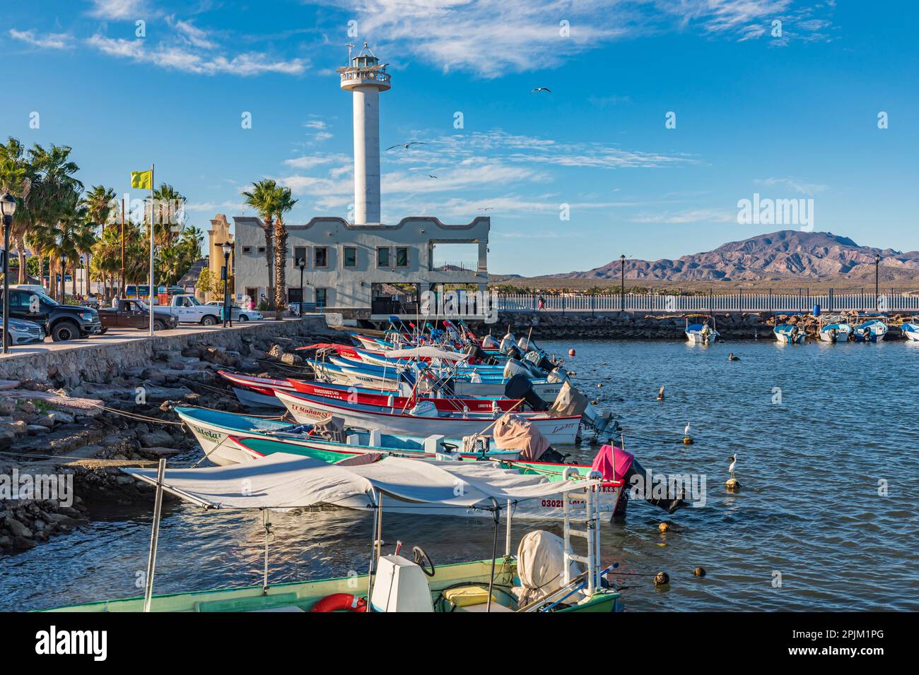 Loreto, Baja California Sur, Mexico. Small boats in the harbor at