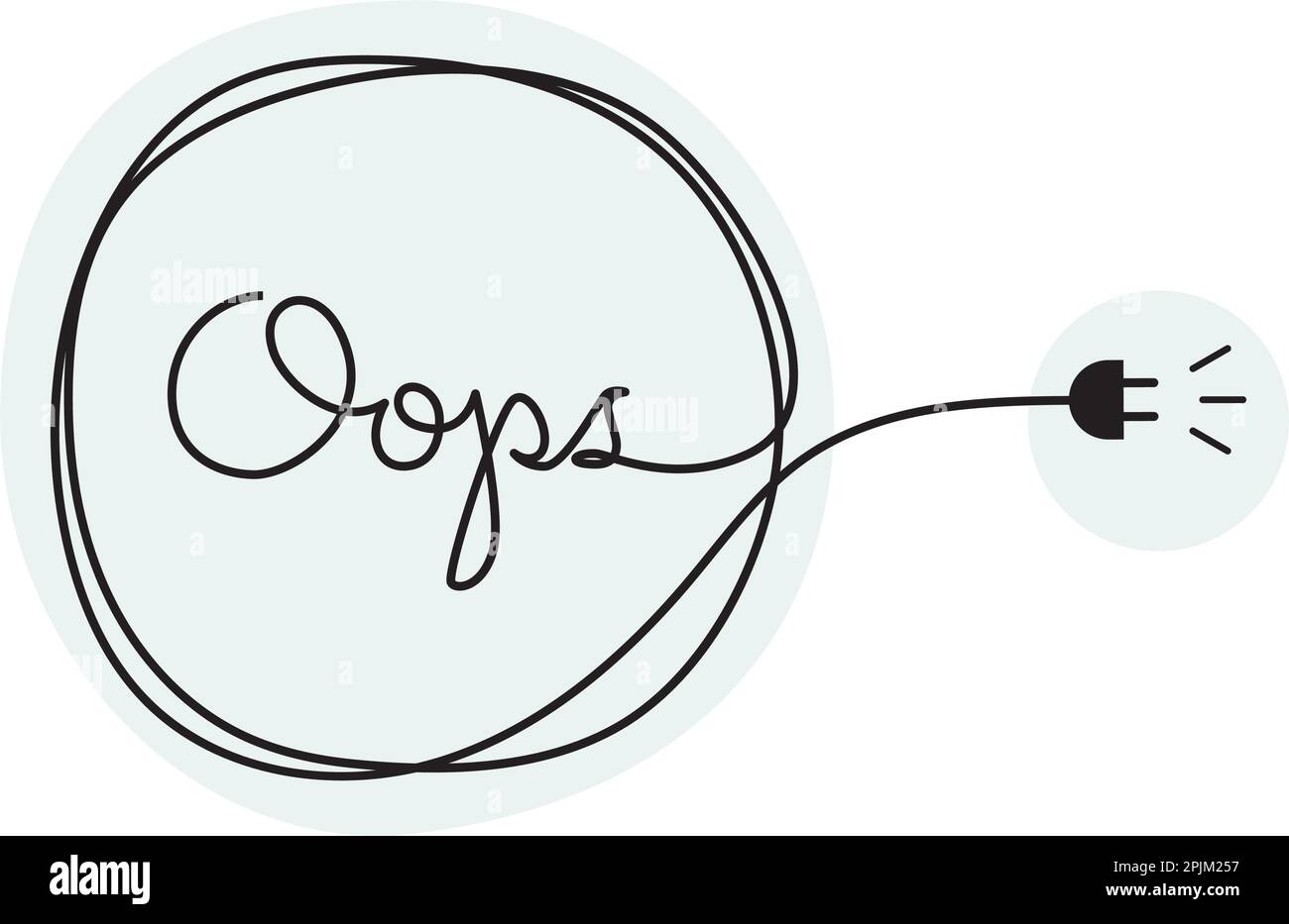 Fall, decline, break down, fail concept. Handwritten lettering with text oops. 404 error or page design concept that illustrate that page not found. E Stock Vector