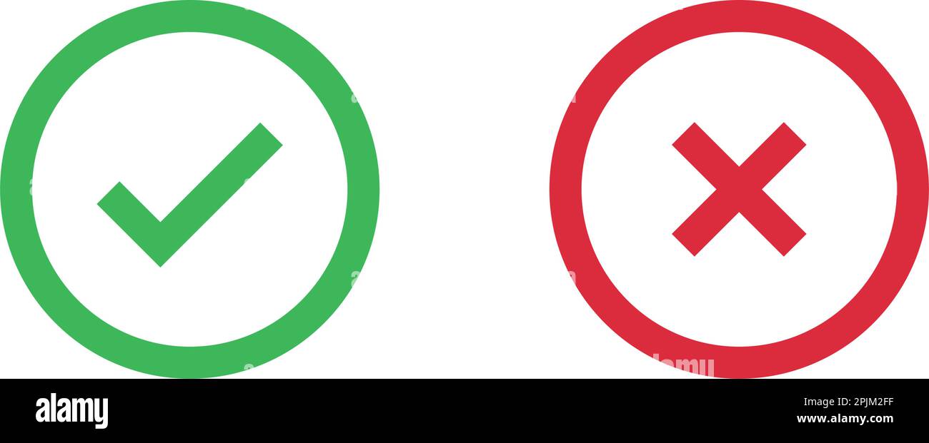Check mark icons for web. Checkmark X symbols on white isolated