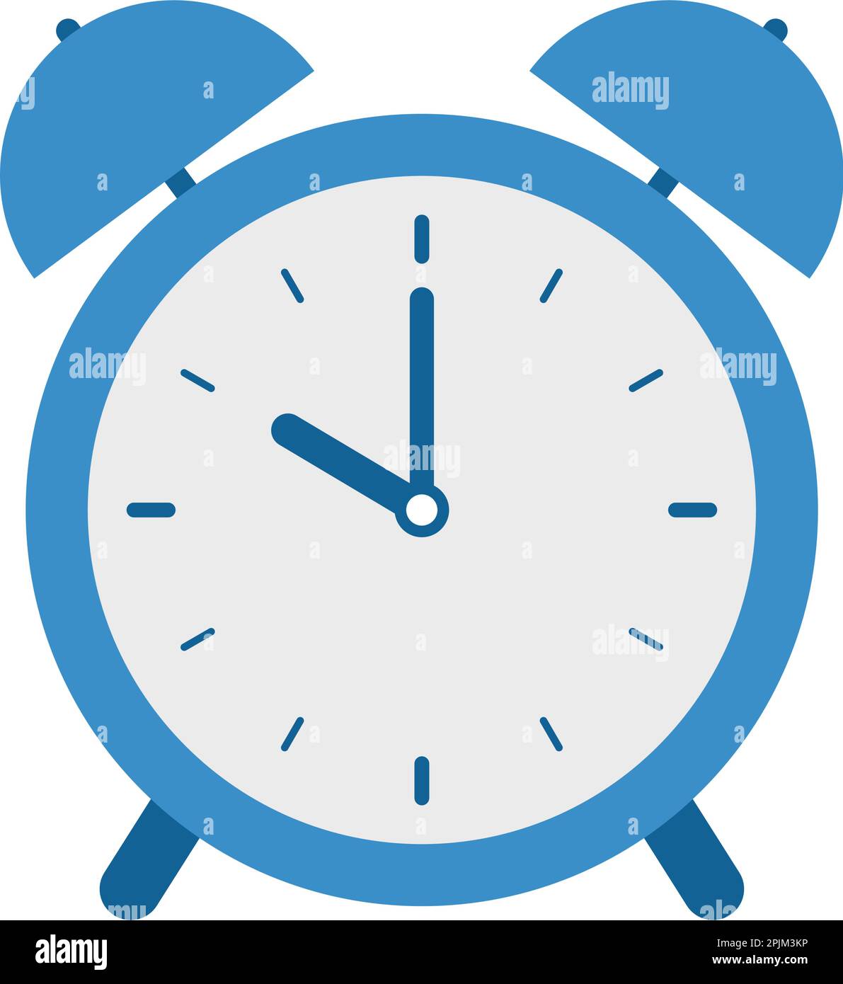Alarm clock icon with bells and hour, minute hands with clock face