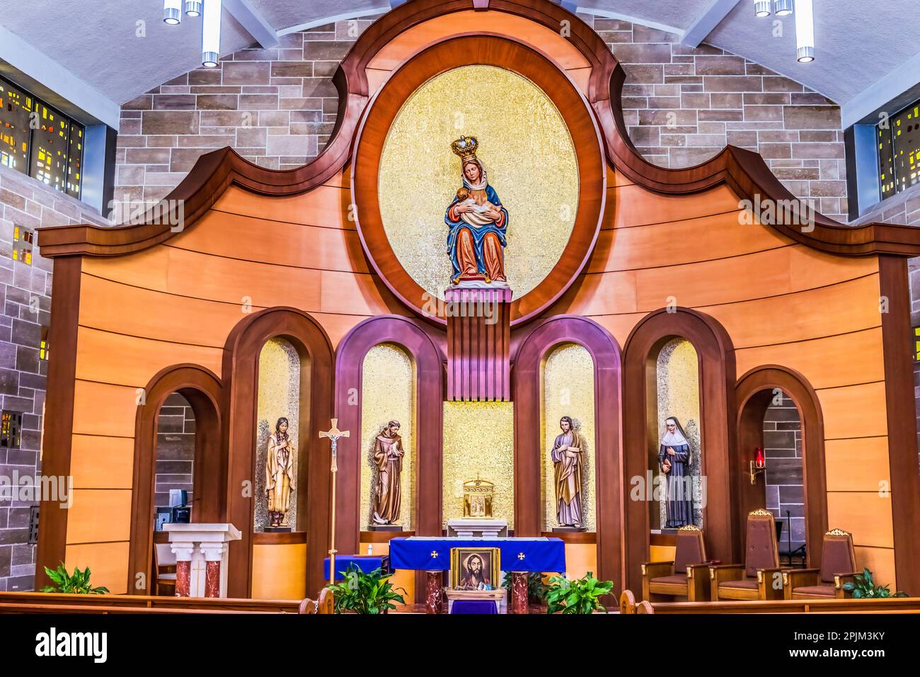Altar in Saint Augustine, Florida. Mission founded 1565, statue of Mary