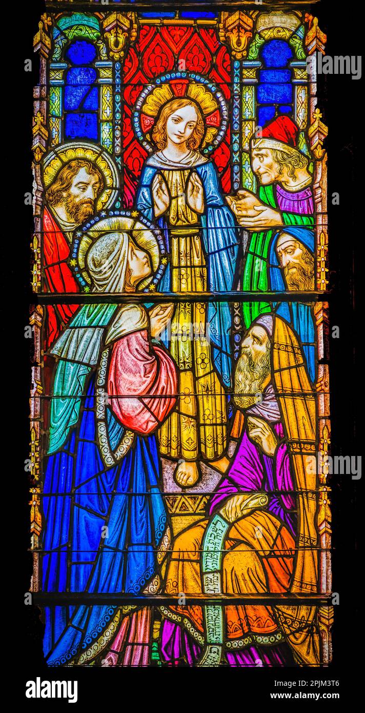Young Jesus Christ Teaching stained glass, Trinity Parish Church, Saint
