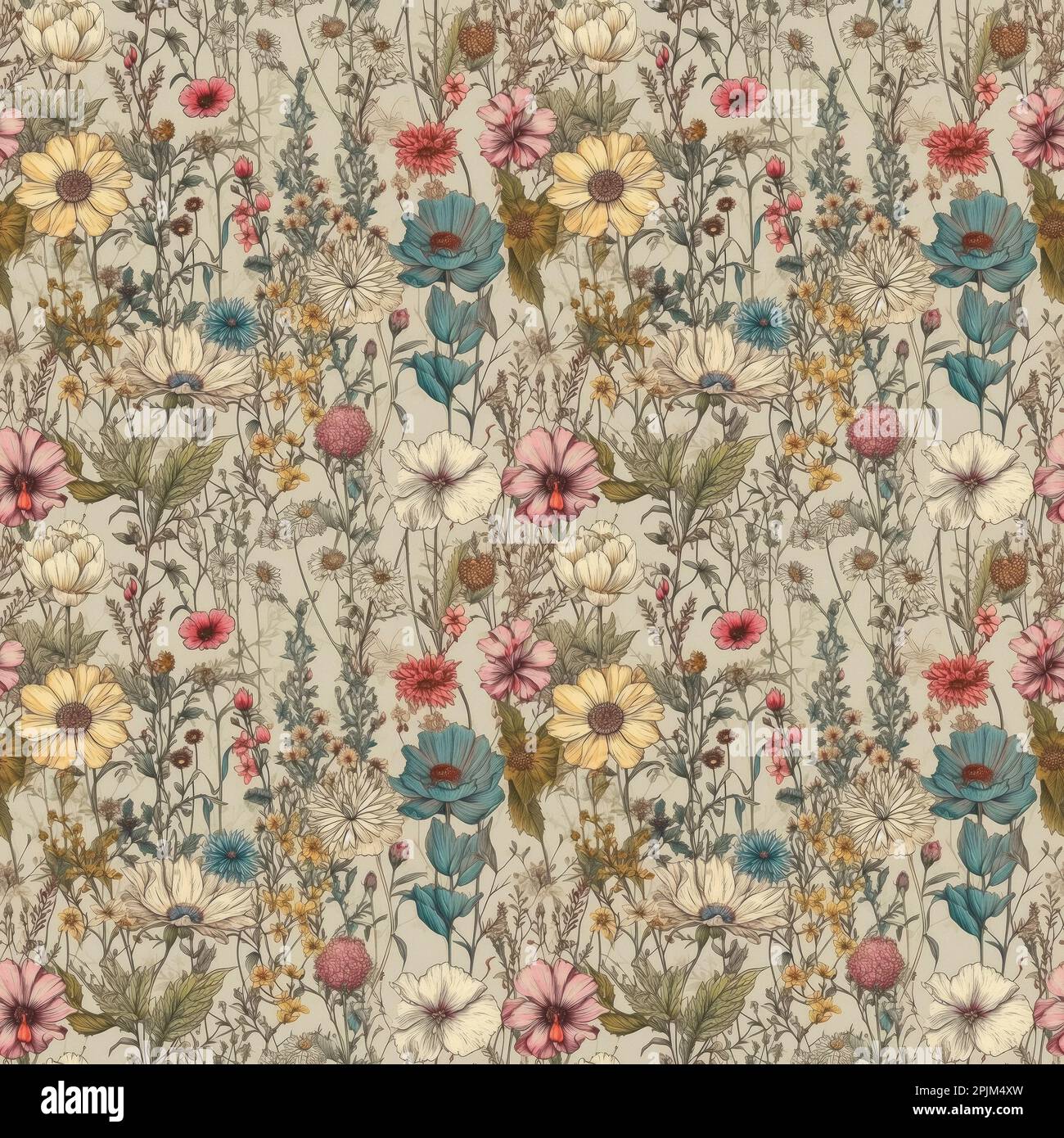 Wildflowers repeating pattern hi-res stock photography and images - Alamy