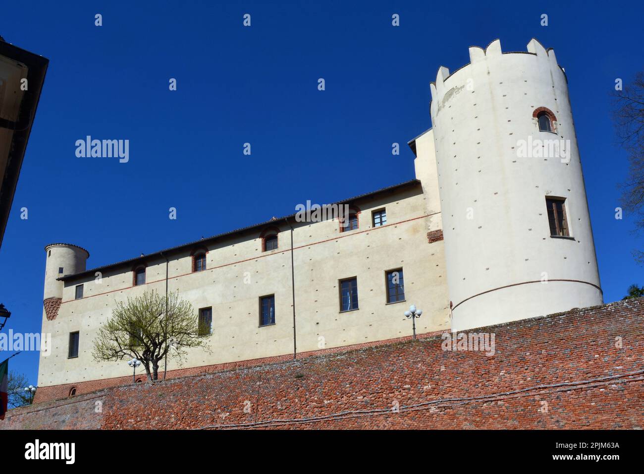 Cortanze, Piedmont, Italy. 04-02-2023-The exterior walls of  Cortanze castle. Stock Photo