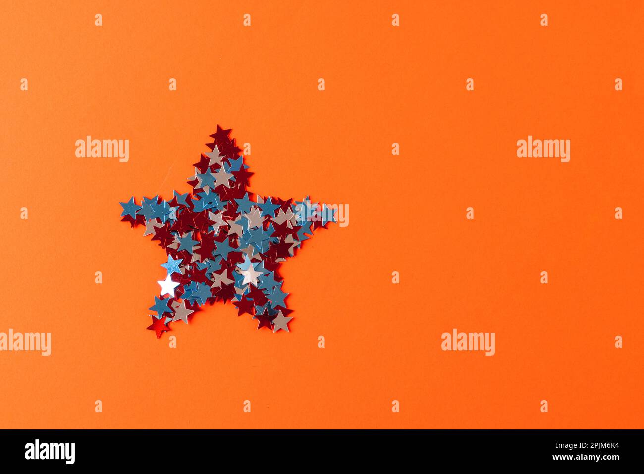 Star formed with red, blue and white stars of flag of united states of america with copy space