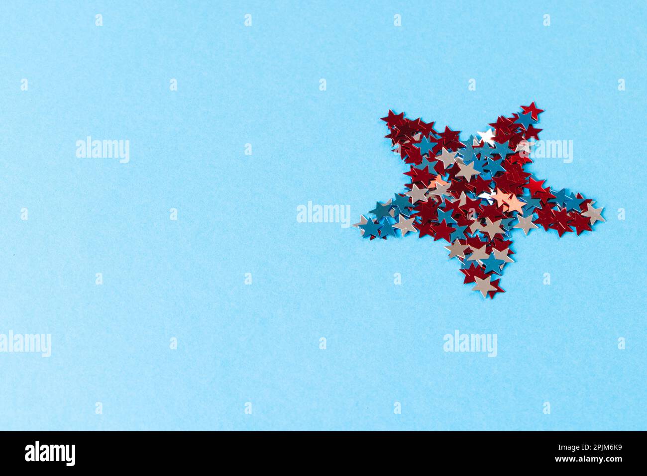 Star formed with red, blue and white stars of flag of united states of america with copy space