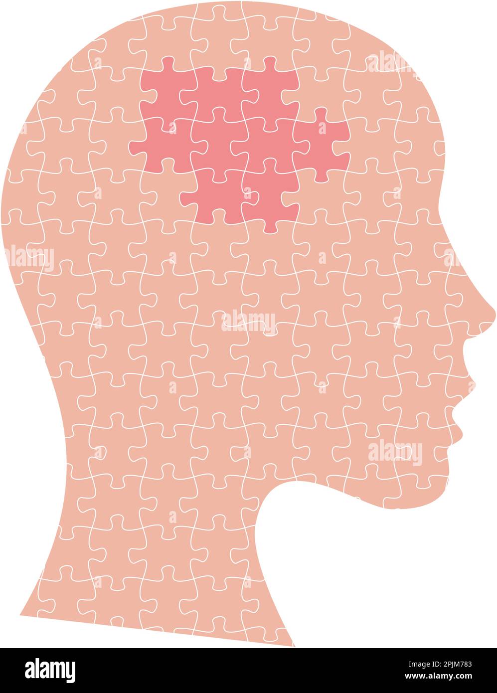 Woman head with puzzle and jigsaw inside. Brain cancer, oncology