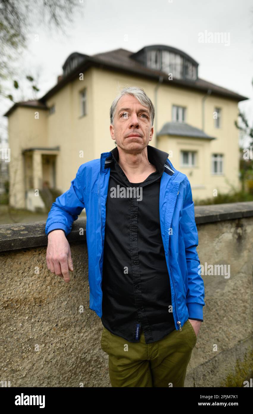 Dresden, Germany. April 2nd, 2023. Artist Markus Draper stands in front