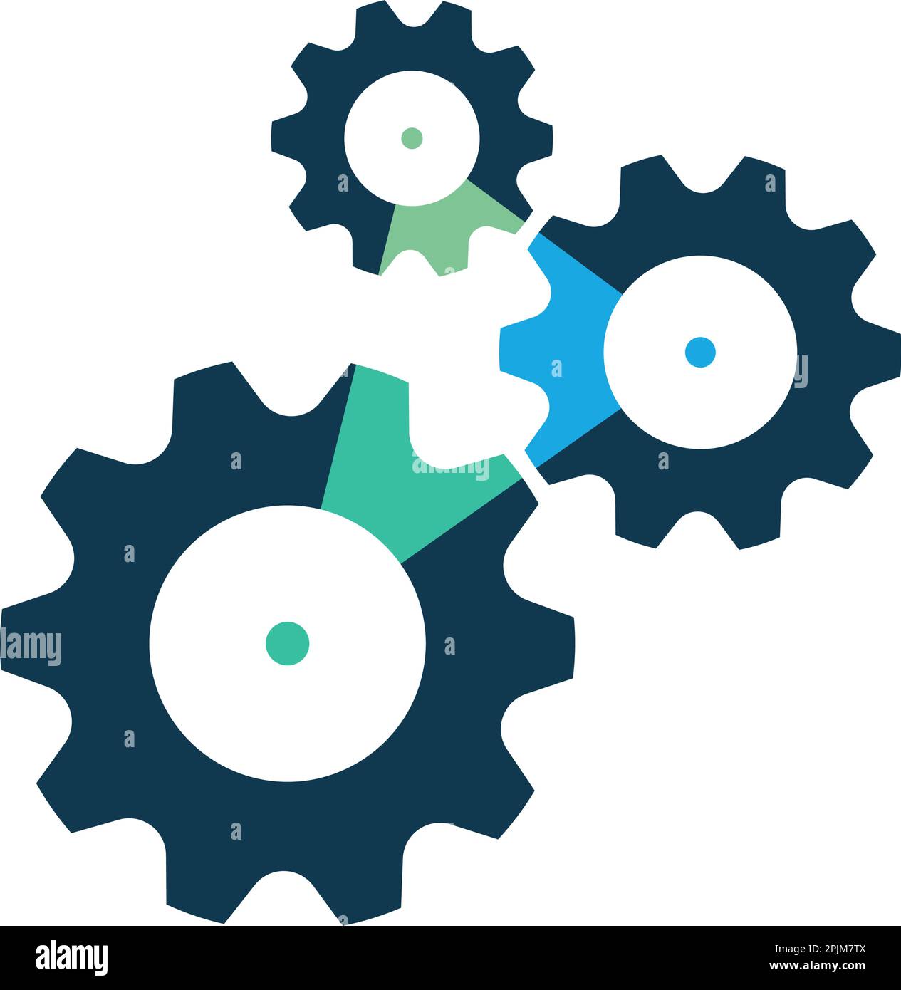 Three cog wheels, gear icon. System settings, technical service design concept. Tuning, setup system settings symbols. Gear icon. Vector illustration Stock Vector