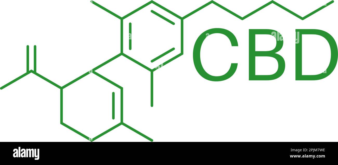CBD molecule formula. Cannabidiol formula. Chemical molecule. Applicable as infographics element, presentation element. Medical marijuana design conce Stock Vector