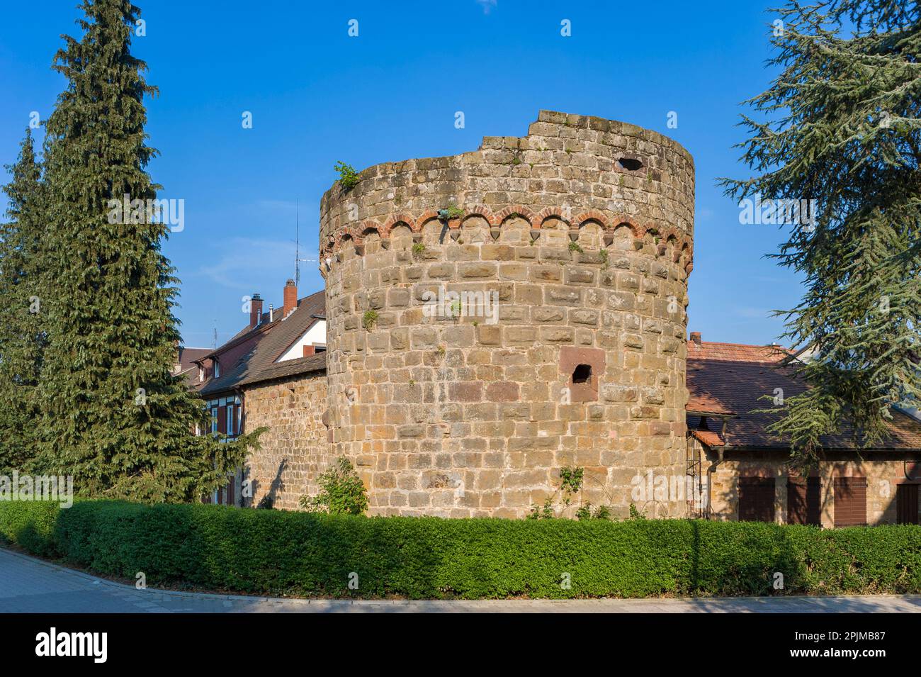The so-called thick tower as a remnant of the former city wall, Bad Bergzabern, Palatinate, Rhineland-Palatinate, Germany, Europe Stock Photo