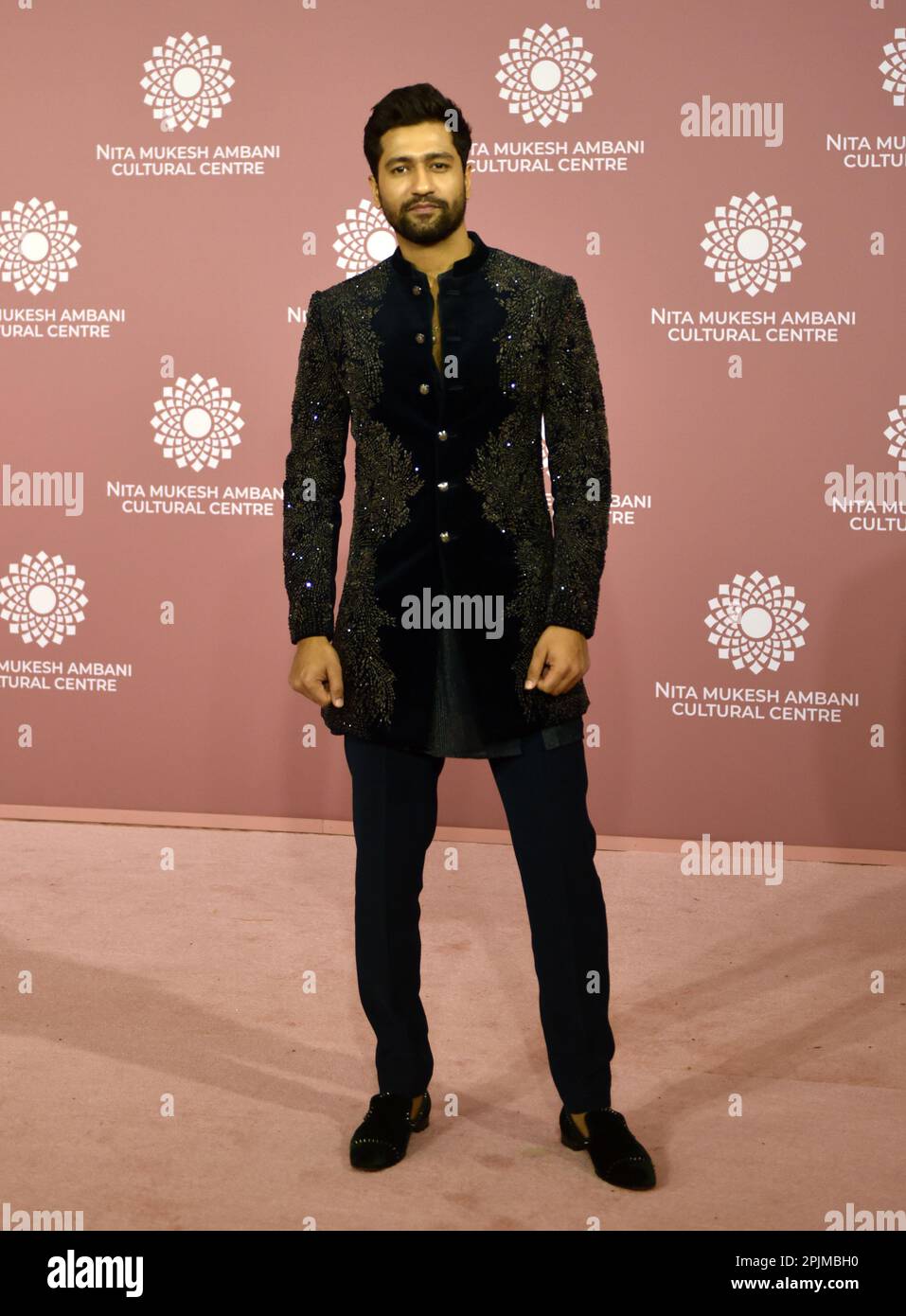 Indian actor Vicky Kaushal poses for a photo shoot on the red carpet during the second day of the opening of Nita Mukesh Ambani Cultural Centre in Mumbai, India, 01 April, 2023. (Photo by Indranil Aditya/NurPhoto)0 Credit: NurPhoto SRL/Alamy Live News Stock Photo