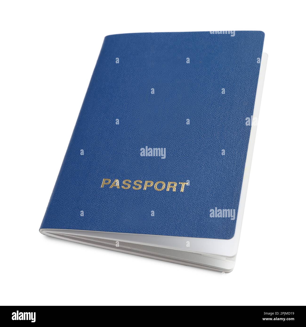 One blue passport isolated on white. Identification document Stock