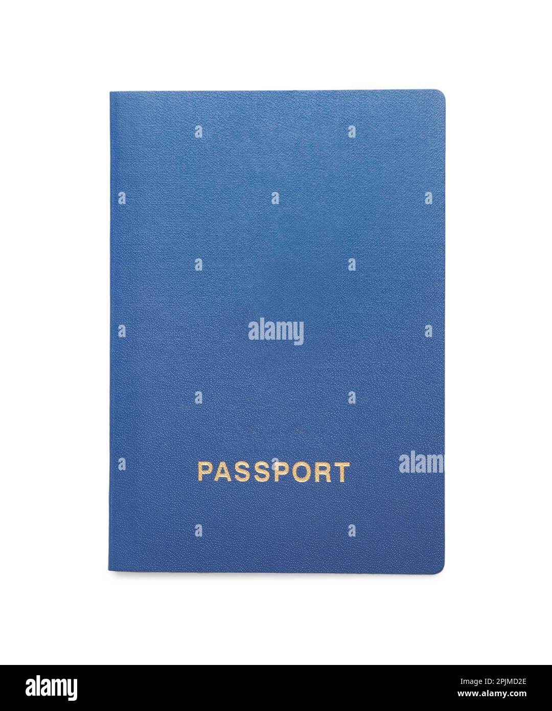 One blue passport isolated on white, top view Stock Photo Alamy