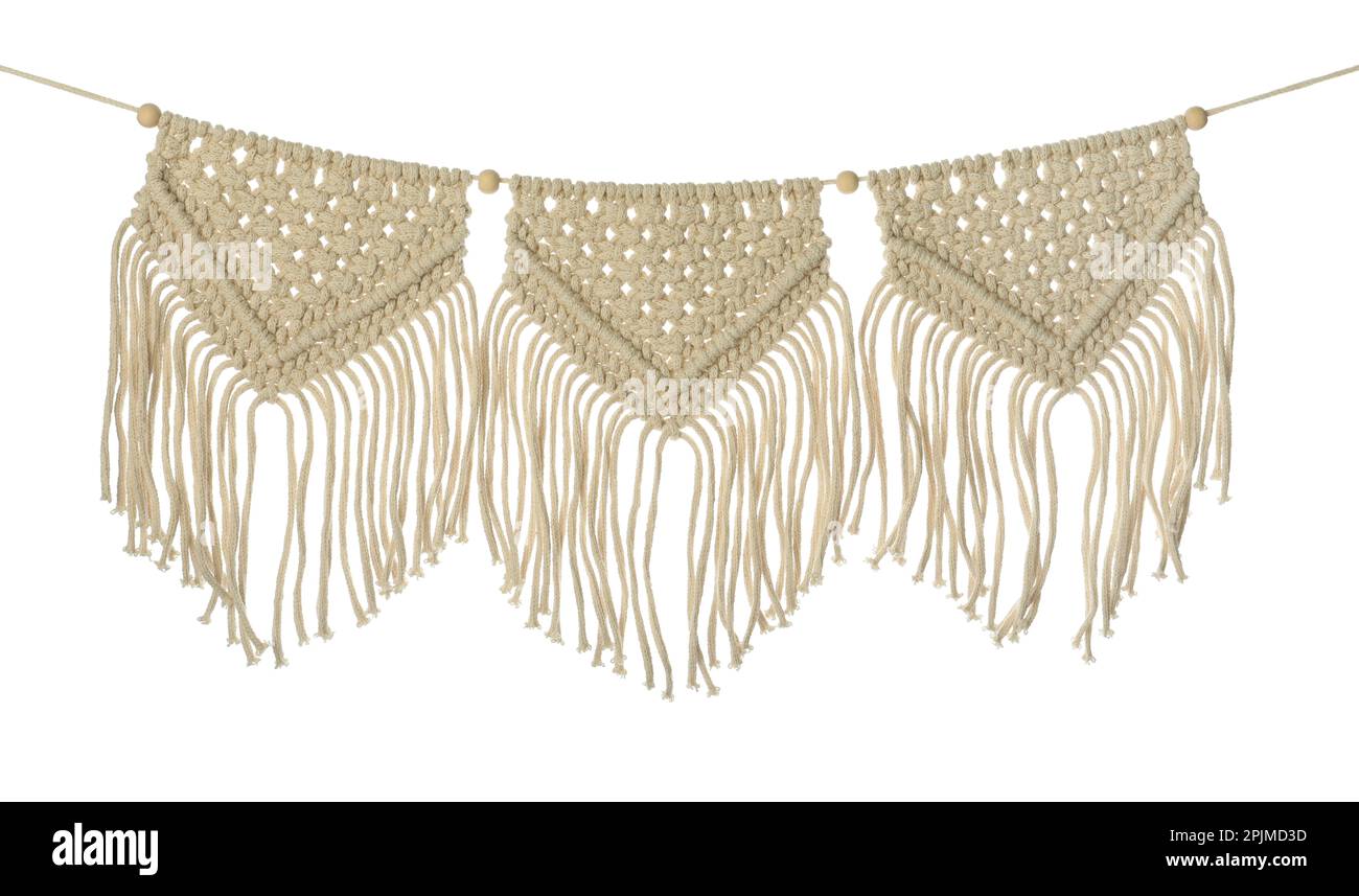 Beautiful large macrame isolated on white. Decorative element Stock ...