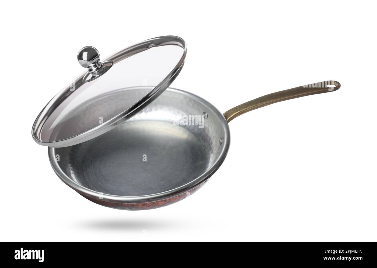 New frying pan and glass lid on white background Stock Photo Alamy