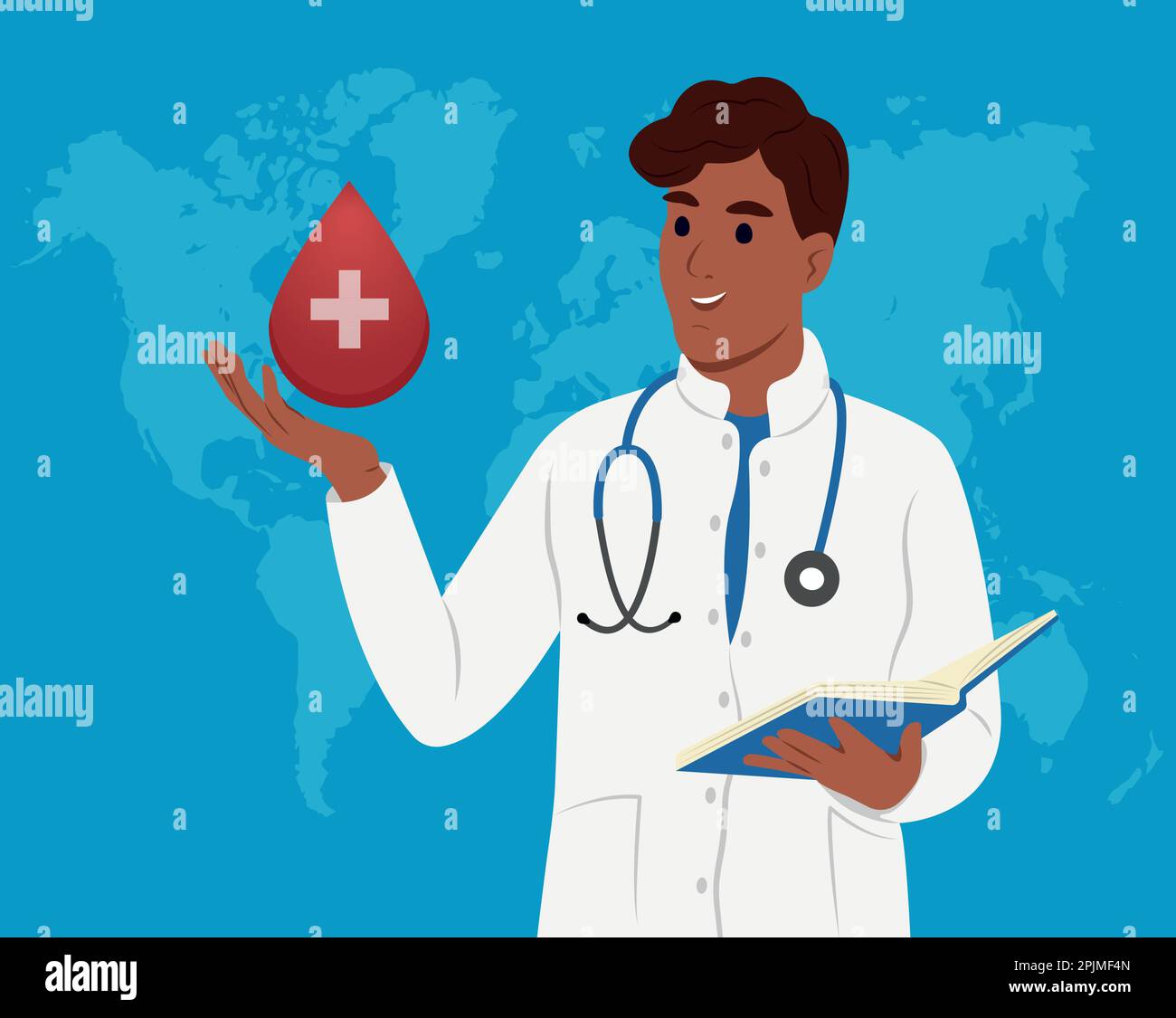 World Hemophilia Day. The doctor holds a drop of blood. A laboratory