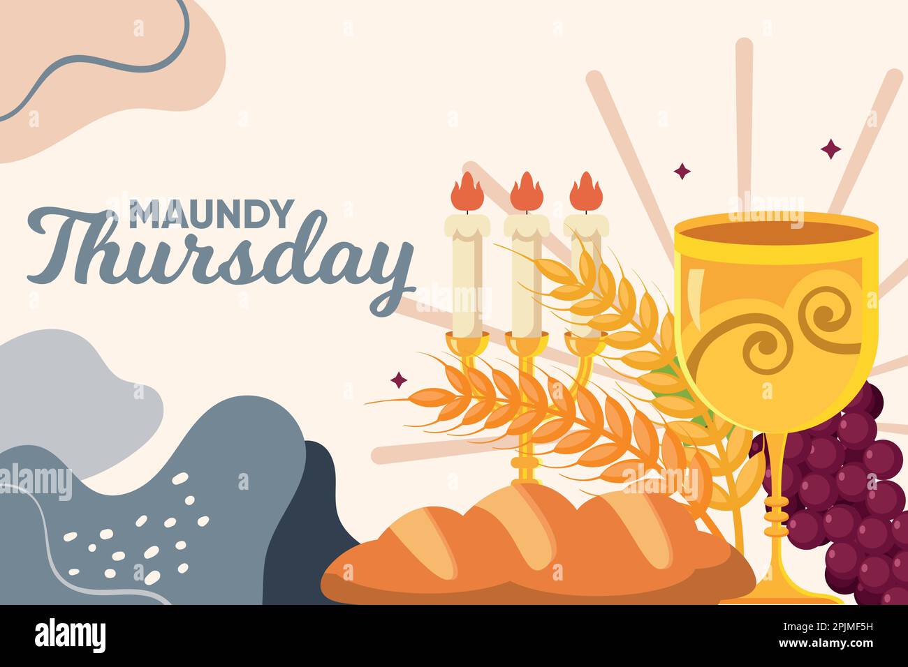 Maundy Thursday with chalice and bread vector illustration Stock Vector