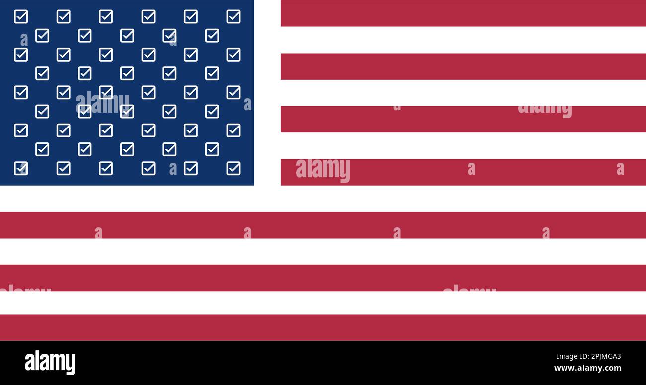 American flag with check mark symbols instead stars. US 2020 president