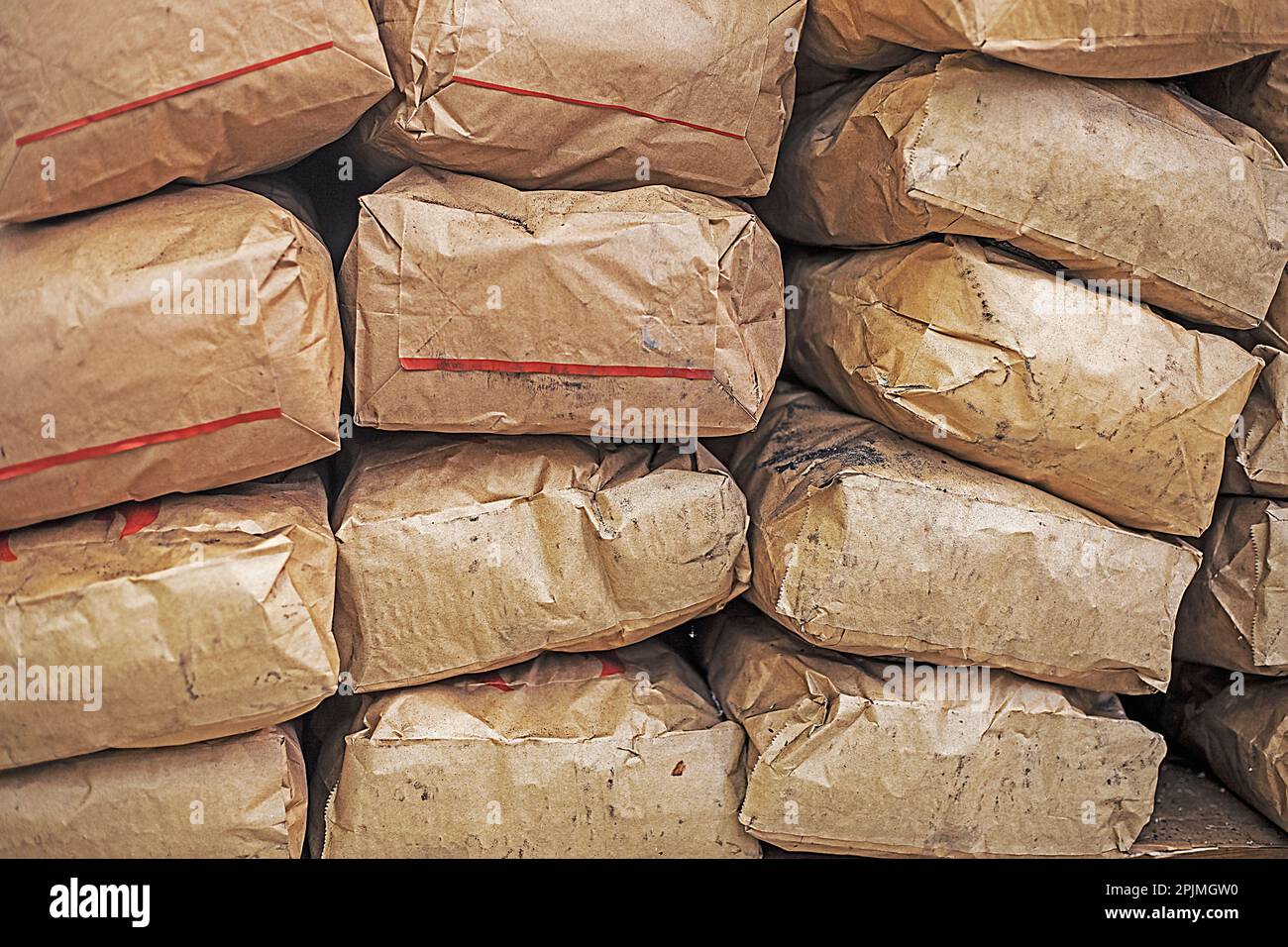 build materials stacked in craft bags. horizontal Stock Photo Alamy