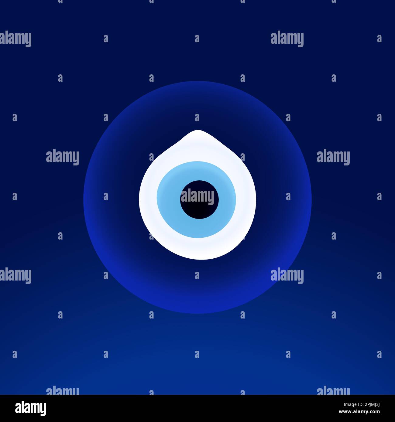 Evil eye protection sign on blue background. Turkish amulet. Protect symbol from evil eye