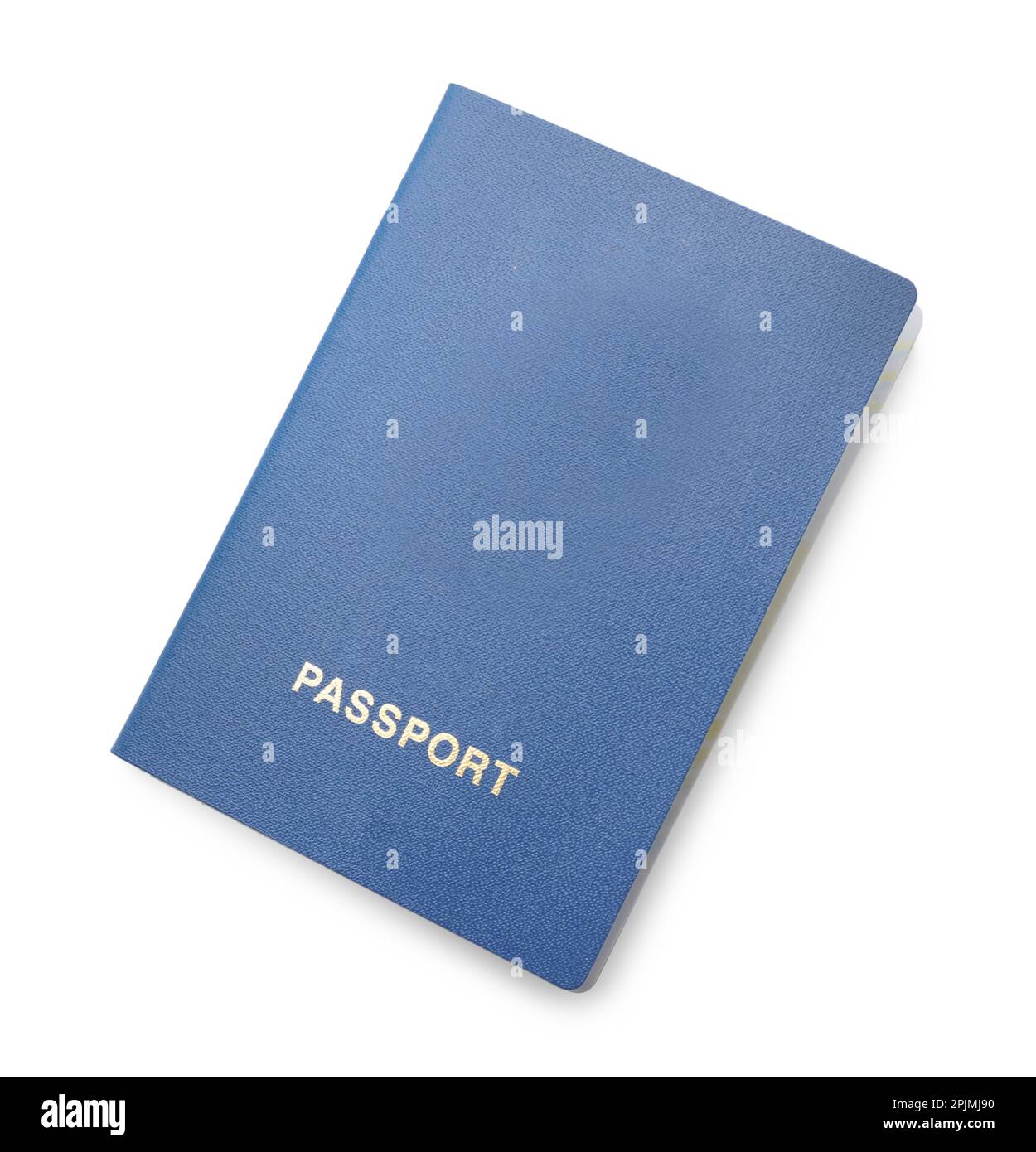 One blue passport isolated on white, top view Stock Photo Alamy