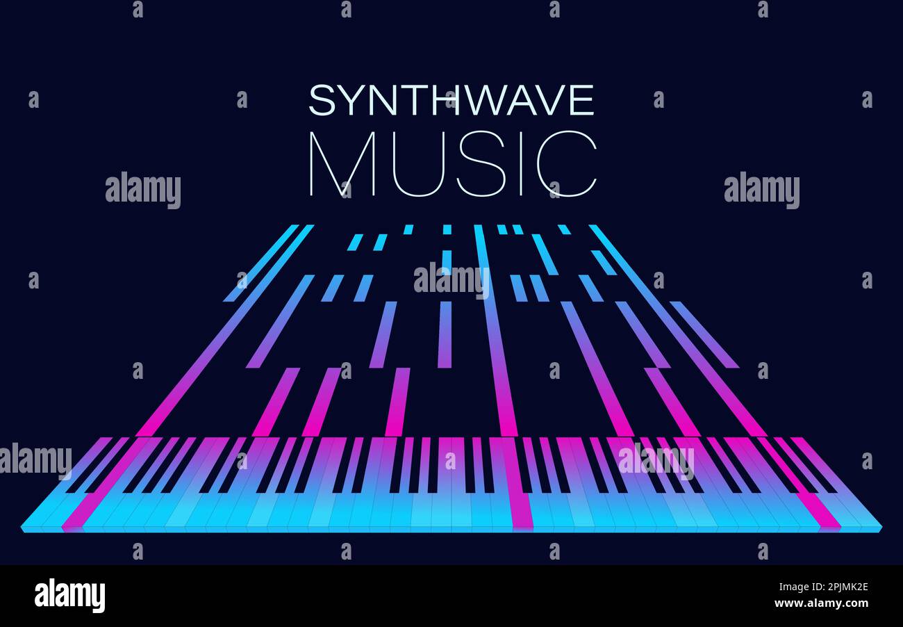 Retro wave style electronic music poster. 80s or 90s computer style
