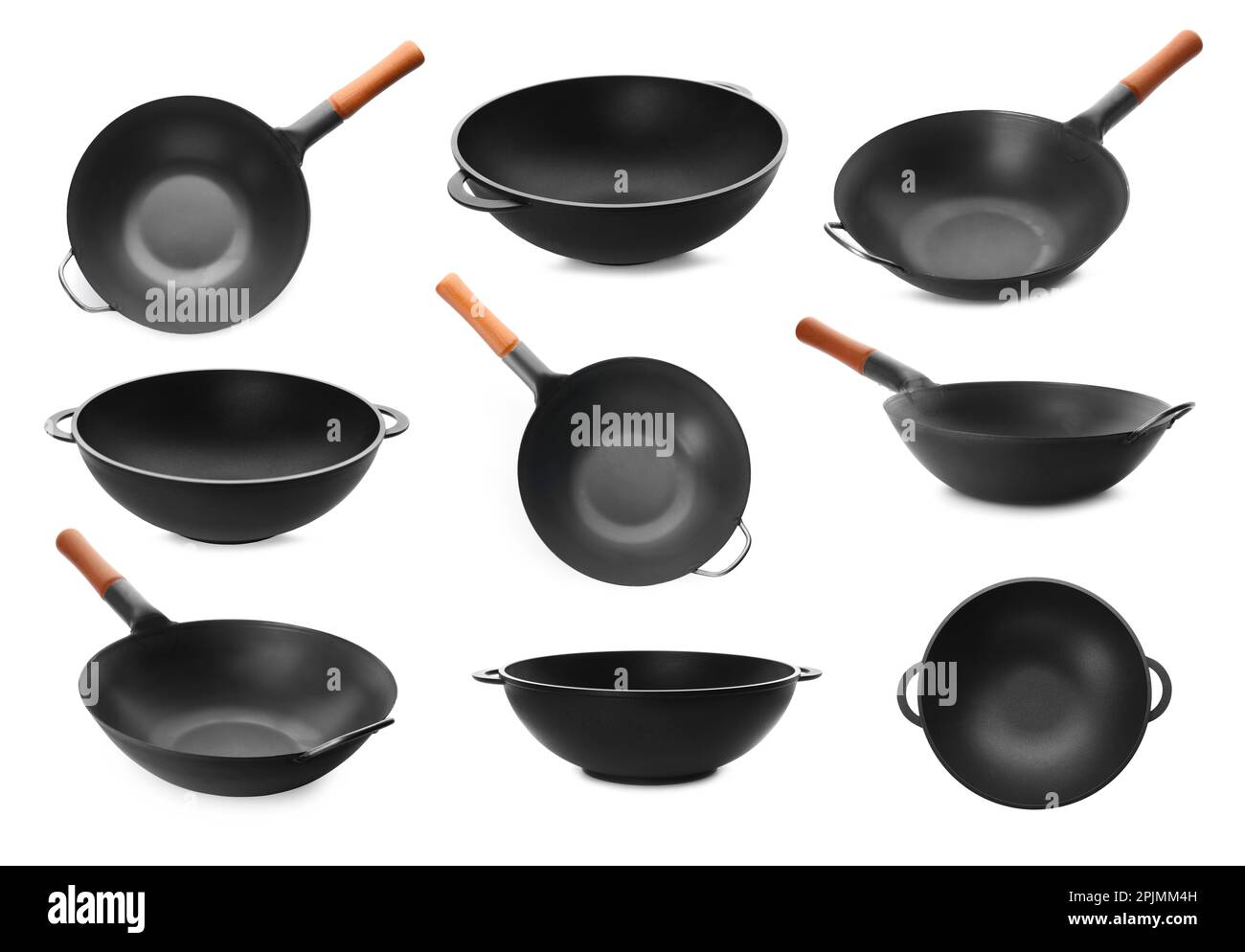 A Big Black Wok For Cooking On White Stock Photo, Picture and