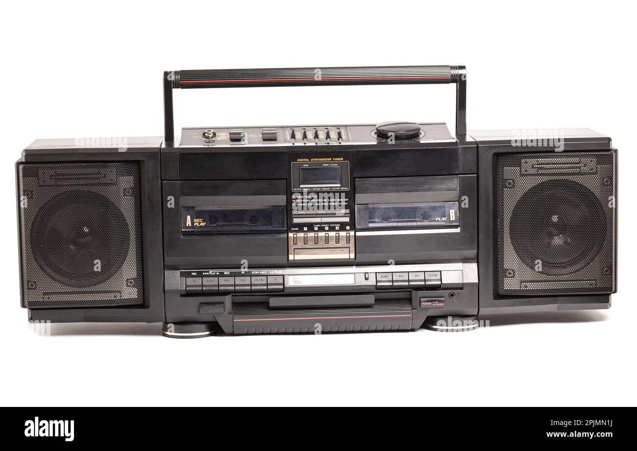 Retro portable stereo radio cassette recorder from 80s Stock Photo - Alamy