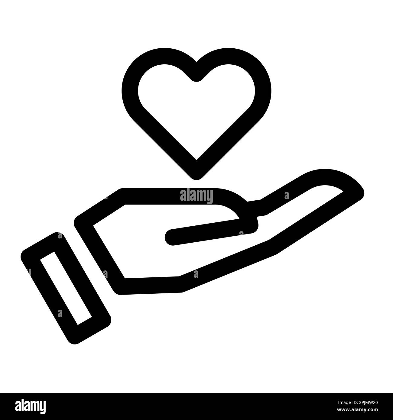 Medical care symbol. Hand with heart. Palm keeping heart. Medical