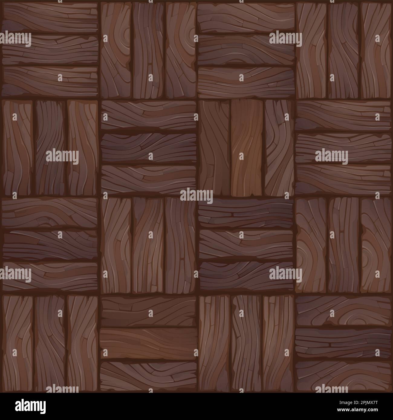 Cartoon wood texture seamless vector pattern background for games, animations, interior design. Stock Vector