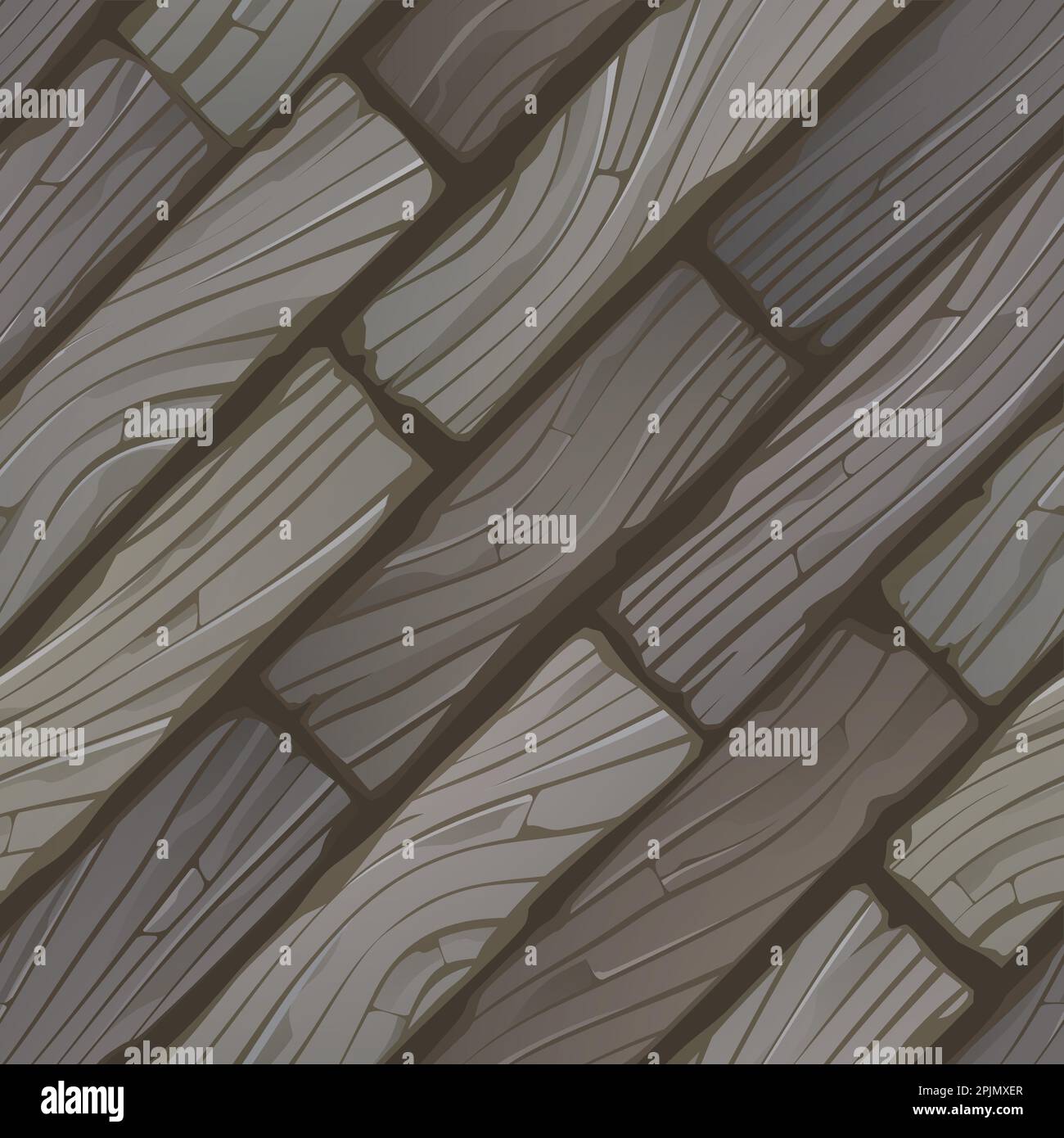 Cartoon wood texture seamless vector pattern background for games, animations, interior design. Stock Vector
