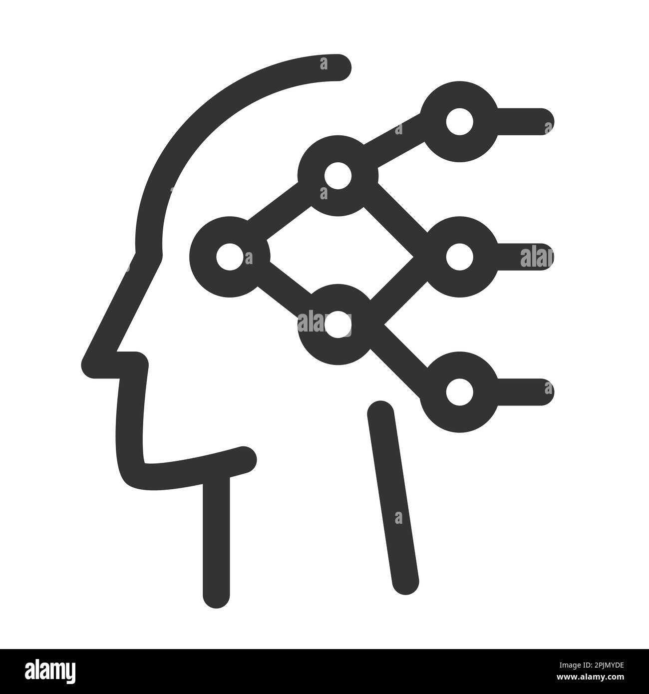 Human head with neural network inside. Artificial intelligence, deep learning concept. Vector illustration Stock Vector