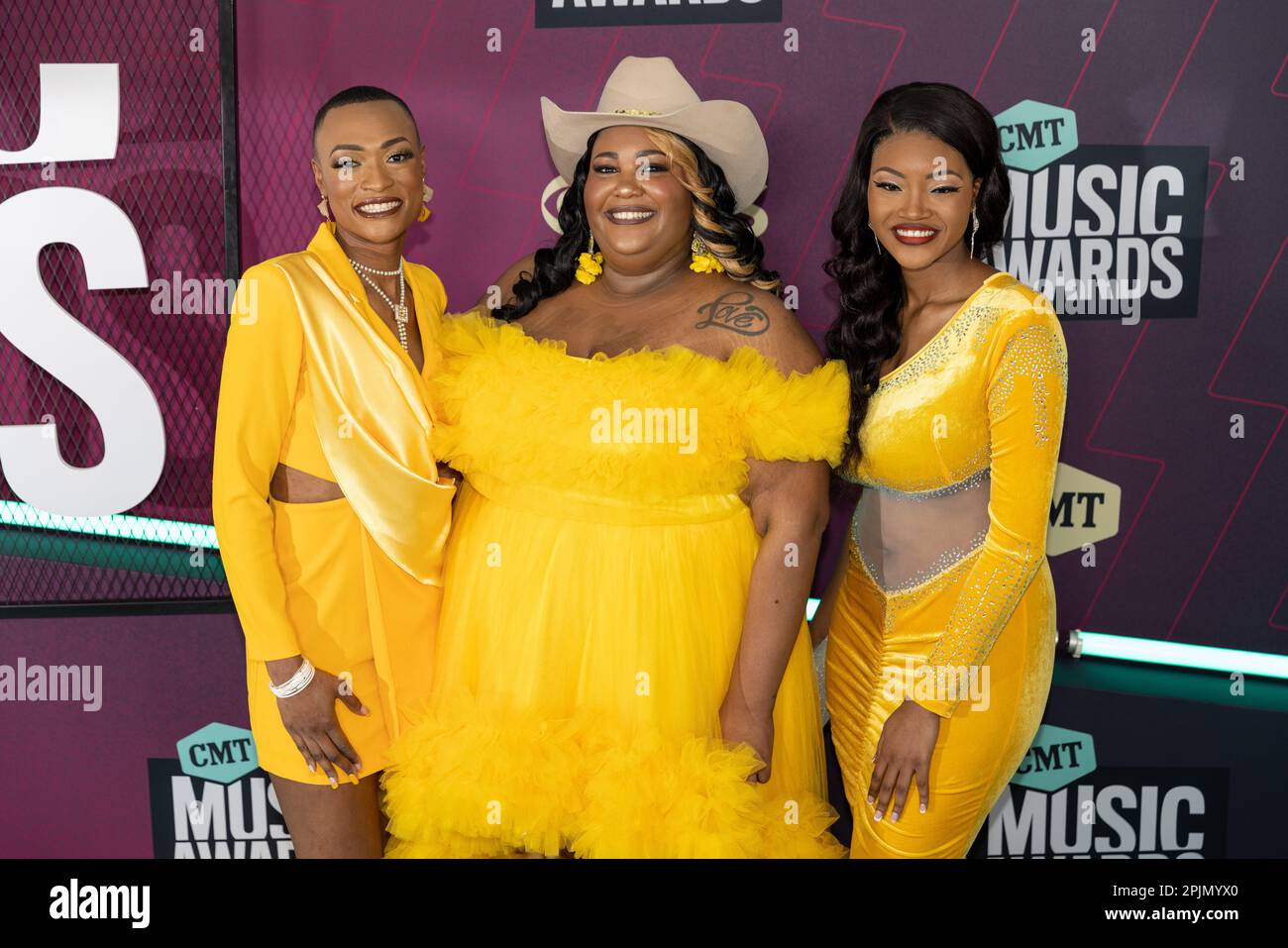 Austin, USA. 02nd Apr, 2023. Chapel Hart walks the red carpet at the