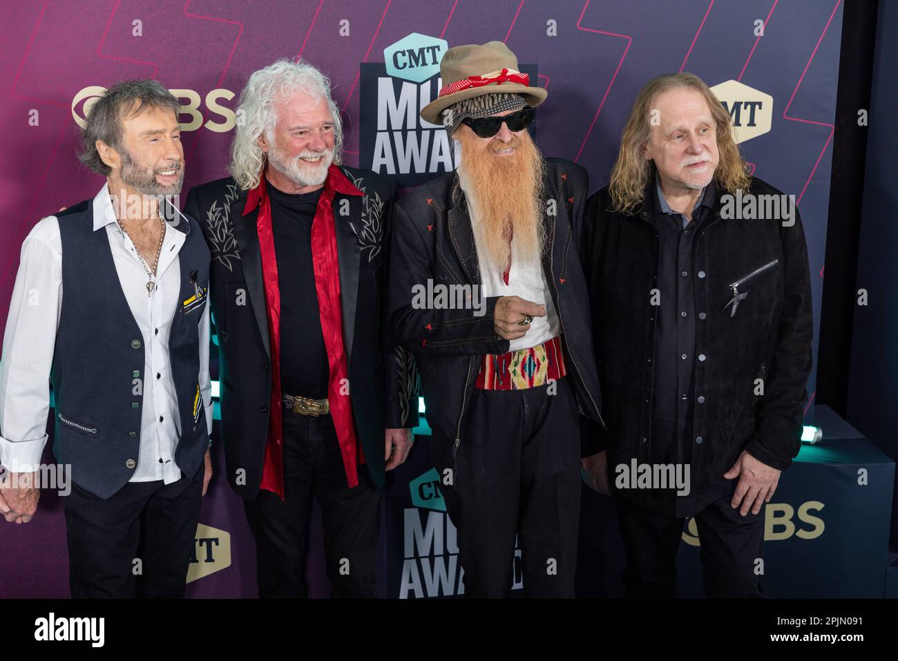 Austin, USA. 02nd Apr, 2023. Paul Rodgers, Chuck Leavell, Billy Gibbons, and Warren Hayes walk the red carpet at the CMT Awards in Austin, Texas on April 2, 2023. (Photo By Stephanie Tacy/SIPA USA) Credit: Sipa USA/Alamy Live News Stock Photo