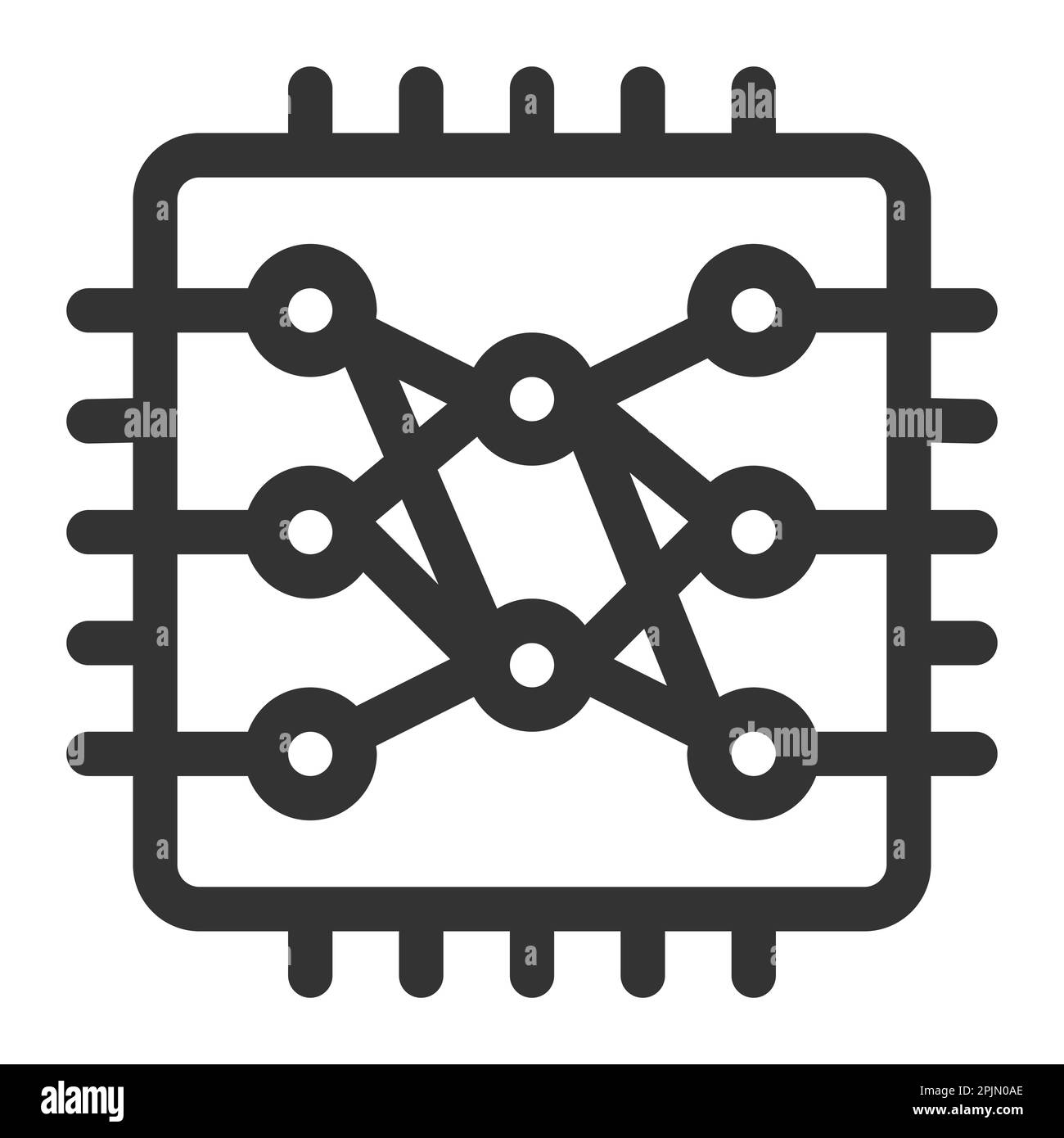 Chip with neural network inside. Artificial intelligence, deep learning concept. Vector illustration Stock Vector