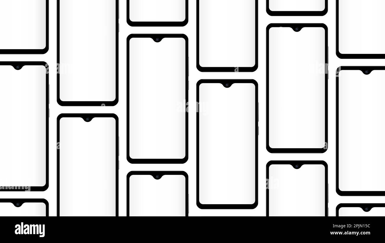 Phones with blank screen on isolated background. Phone mockup pattern ...