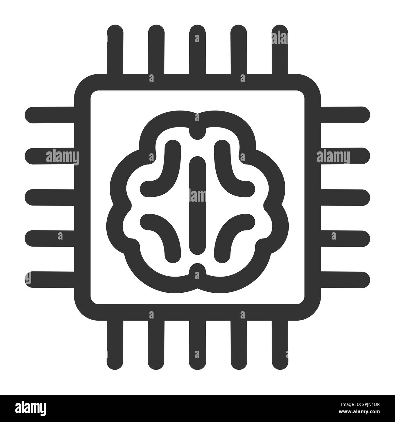 Chip with artificial mind inside. Artificial intelligence, deep learning concept. Vector illustration Stock Vector