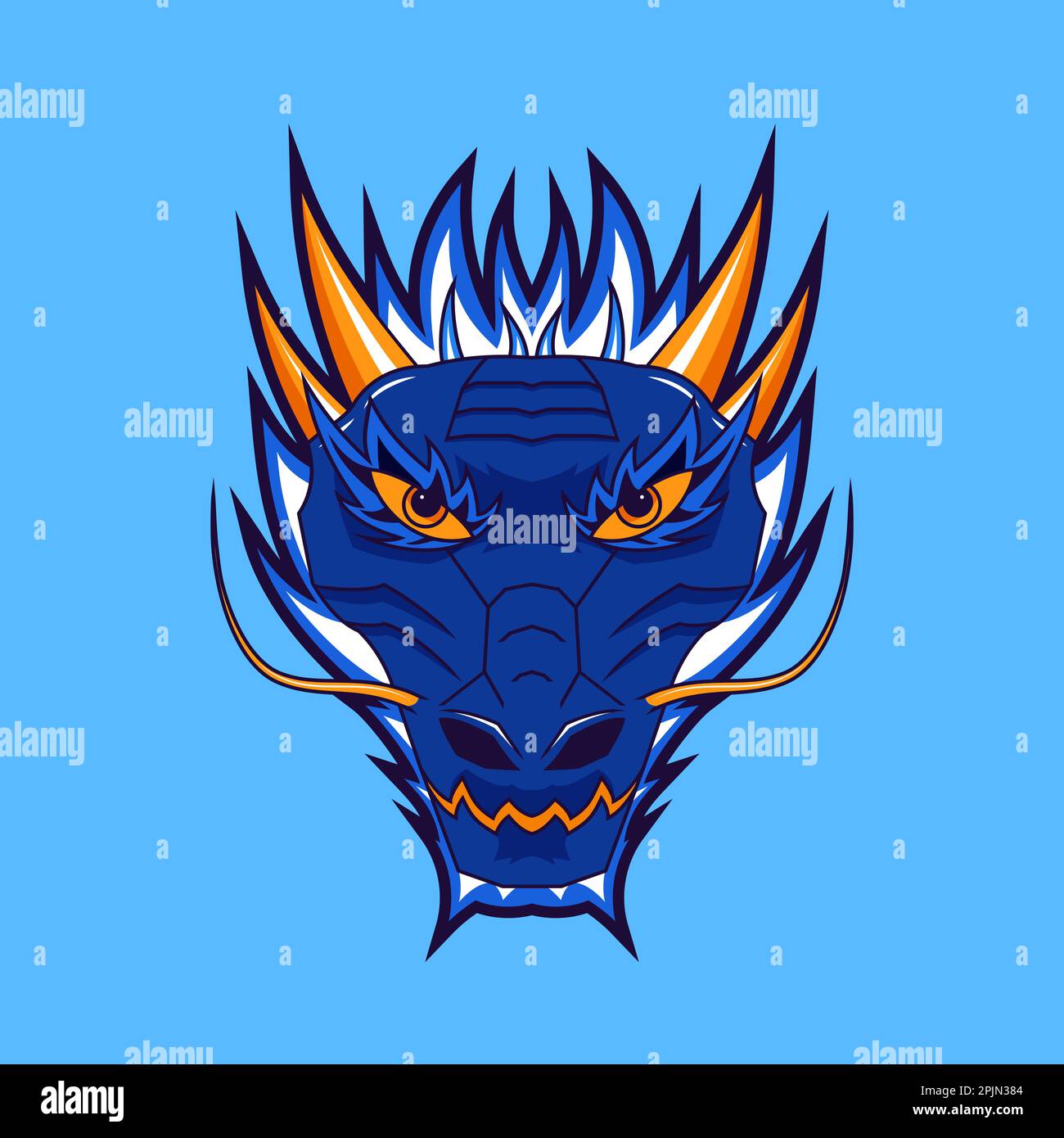 Chinese dragon head symbol. Dragon with evil eyes. Monster mascot